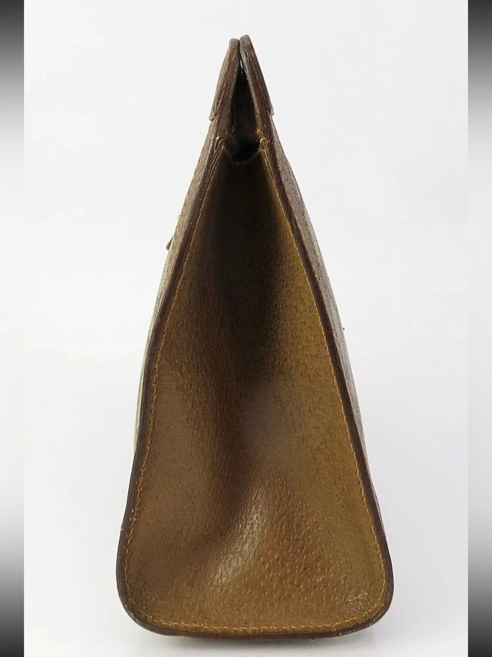 Gucci Beige GG Canvas and Brown Leather Clutch with Green-Red Web